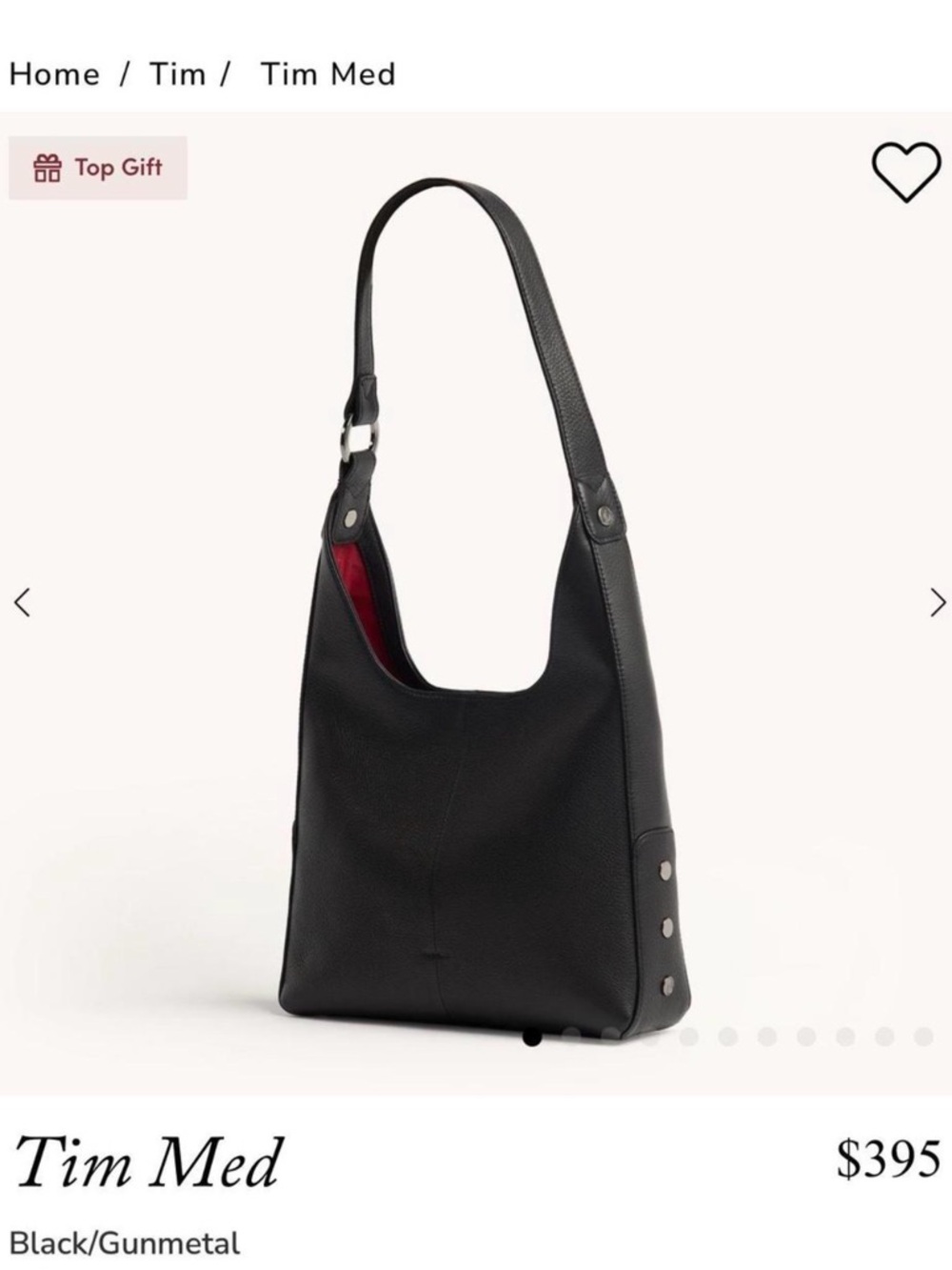 Hammitt Tim Med Black Shoulder Bag with Red Lining